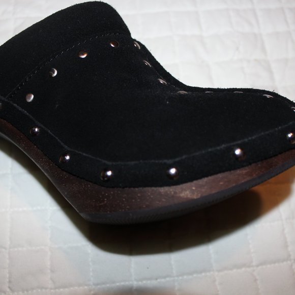 Michael Kors Black suede Leather Wood Heel Studded - Picture 11 of 12
